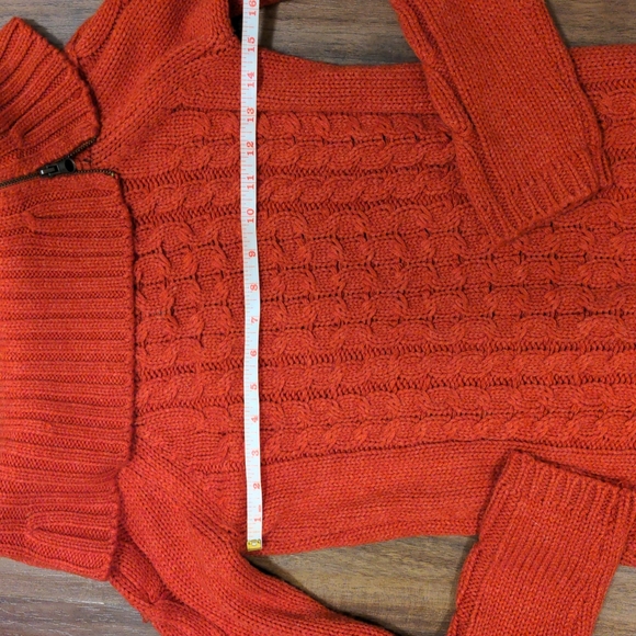 Orange Vintage Off the Shoulder Cable Knit Sweater - Picture 4 of 8